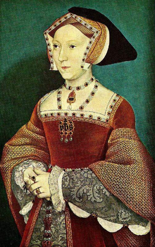 Hans Holbein i rod sammetsklaning med parl-och rubinbesattning